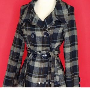 2 way plaid trench coat